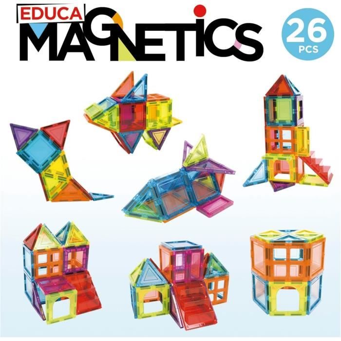 Educational game - EDUCA Magnetics - 3D magnetic construction with 26 pieces to stimulate children's creativity