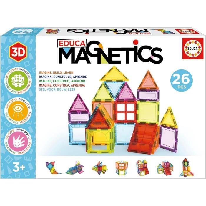 Educational game - EDUCA Magnetics - 3D magnetic construction with 26 pieces to stimulate children's creativity