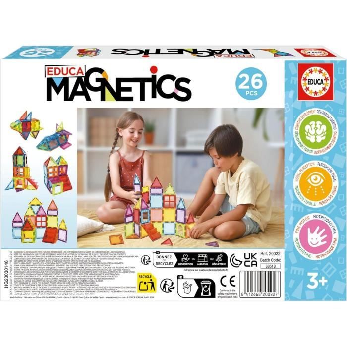 Educational game - EDUCA Magnetics - 3D magnetic construction with 26 pieces to stimulate children's creativity
