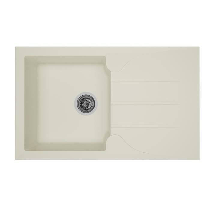 STRADOUR Built-in kitchen sink 1 bowl + 1 drainer Aloa - Resin - 81 x 50 cm - White