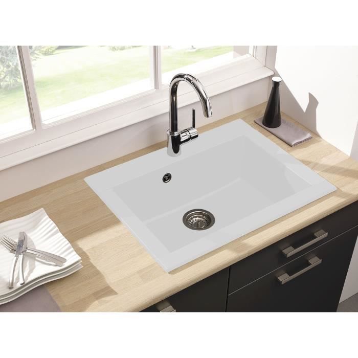Stradour Sink Kitchen To Encourage 1 Bac without Hexo Draft Postwork - Resin - 66 x 50 cm - White