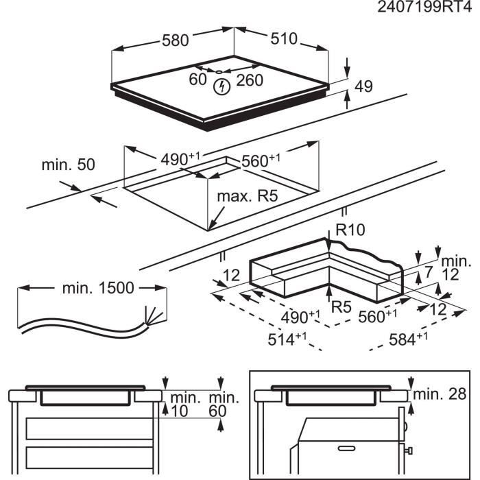 Induction hob - ELECTROLUX - 4 burners including adjustable left zone - 58 x 51 cm - EIV66453I
