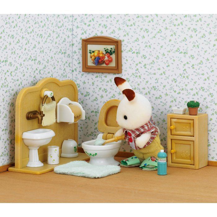 SYLVANIAN FAMILIES 5015 Chocolate Rabbit and Toilet Set