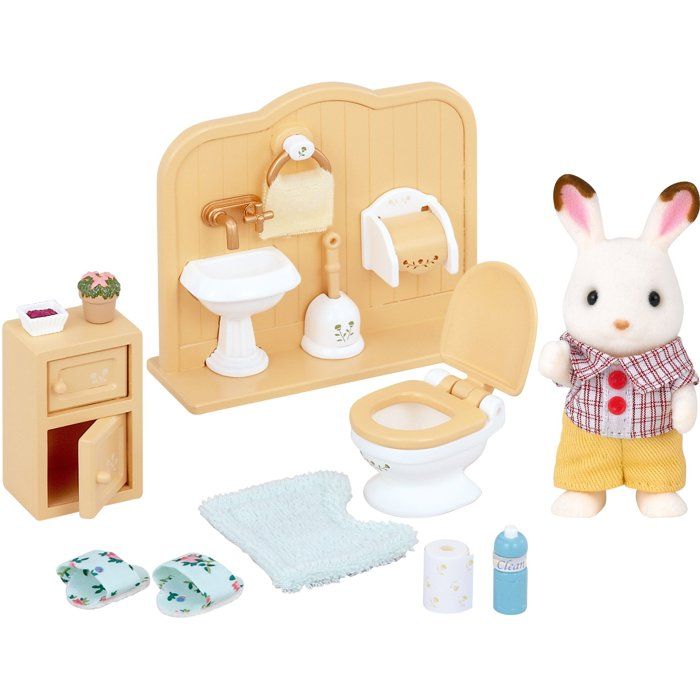 SYLVANIAN FAMILIES 5015 Chocolate Rabbit and Toilet Set