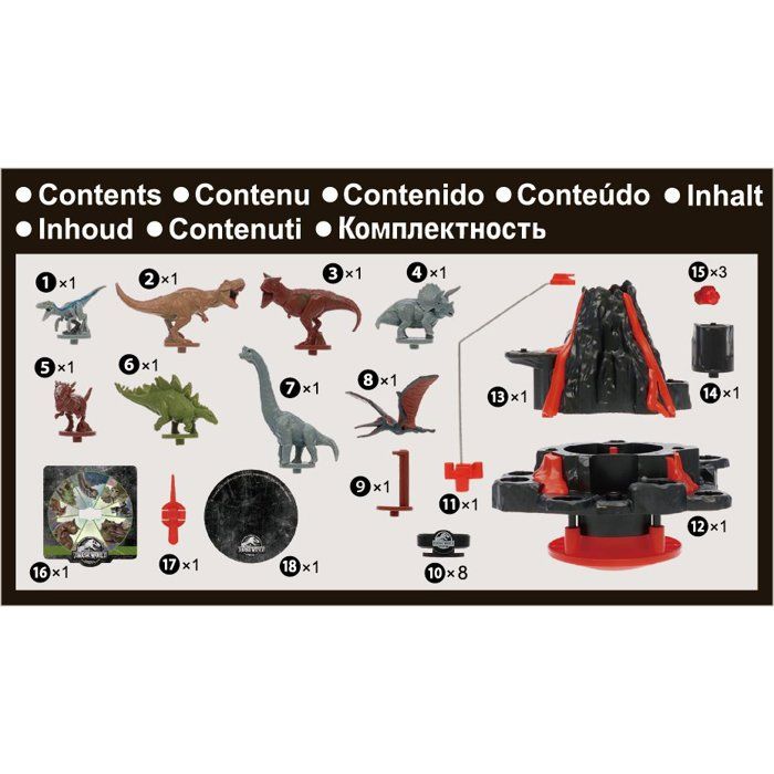 Board Game - EPOCH GAMES - Jurassic World Shaky Volcano - Erupting Volcano, Dinosaurs to Save!