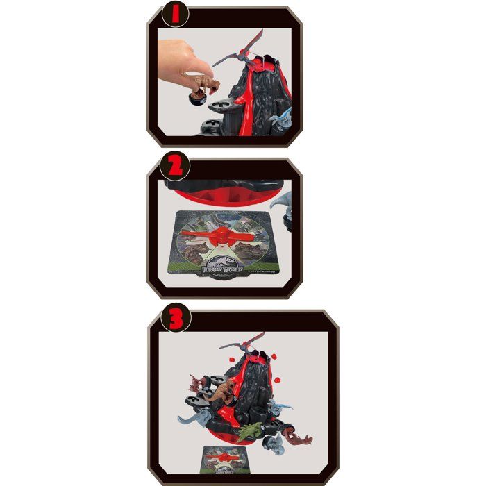 Board Game - EPOCH GAMES - Jurassic World Shaky Volcano - Erupting Volcano, Dinosaurs to Save!
