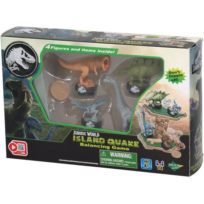 Balancing Game - EPOCH GAMES - Jurassic World Island Quake - Dinosaurs on Platform, Last One Standing Wins!