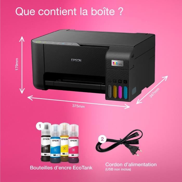A4 Multifunction Printer - EPSON - Ecotank ET-2860 - Wi-Fi - Equipped with ink tanks