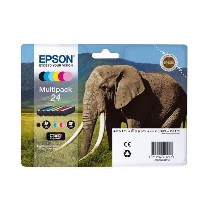 Epson Claria Multipack 24 Elephant Cartridge Photo HD - Black + 5 Colors