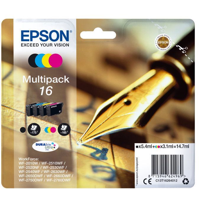 EPSON Multipack T1626 - Fountain Pen - Black, Cyan, Magenta, Yellow