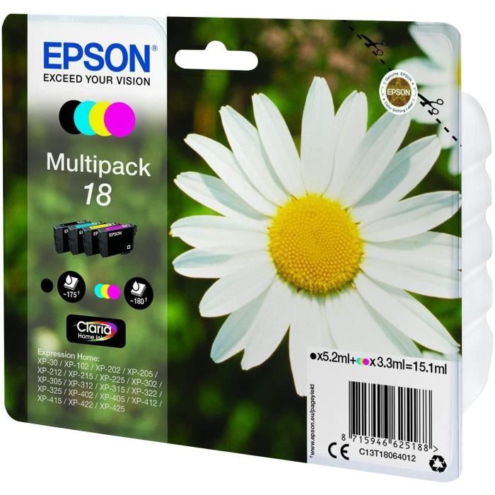 EPSON T1806 Daisy Multipack Ink Cartridges - Black / Cyan / Magenta / Yellow