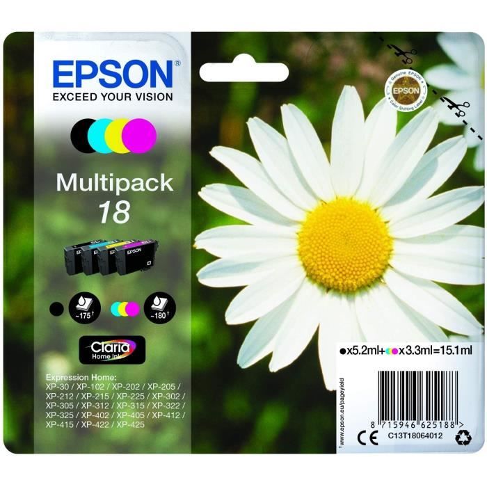 EPSON T1806 Daisy Multipack Ink Cartridges - Black / Cyan / Magenta / Yellow