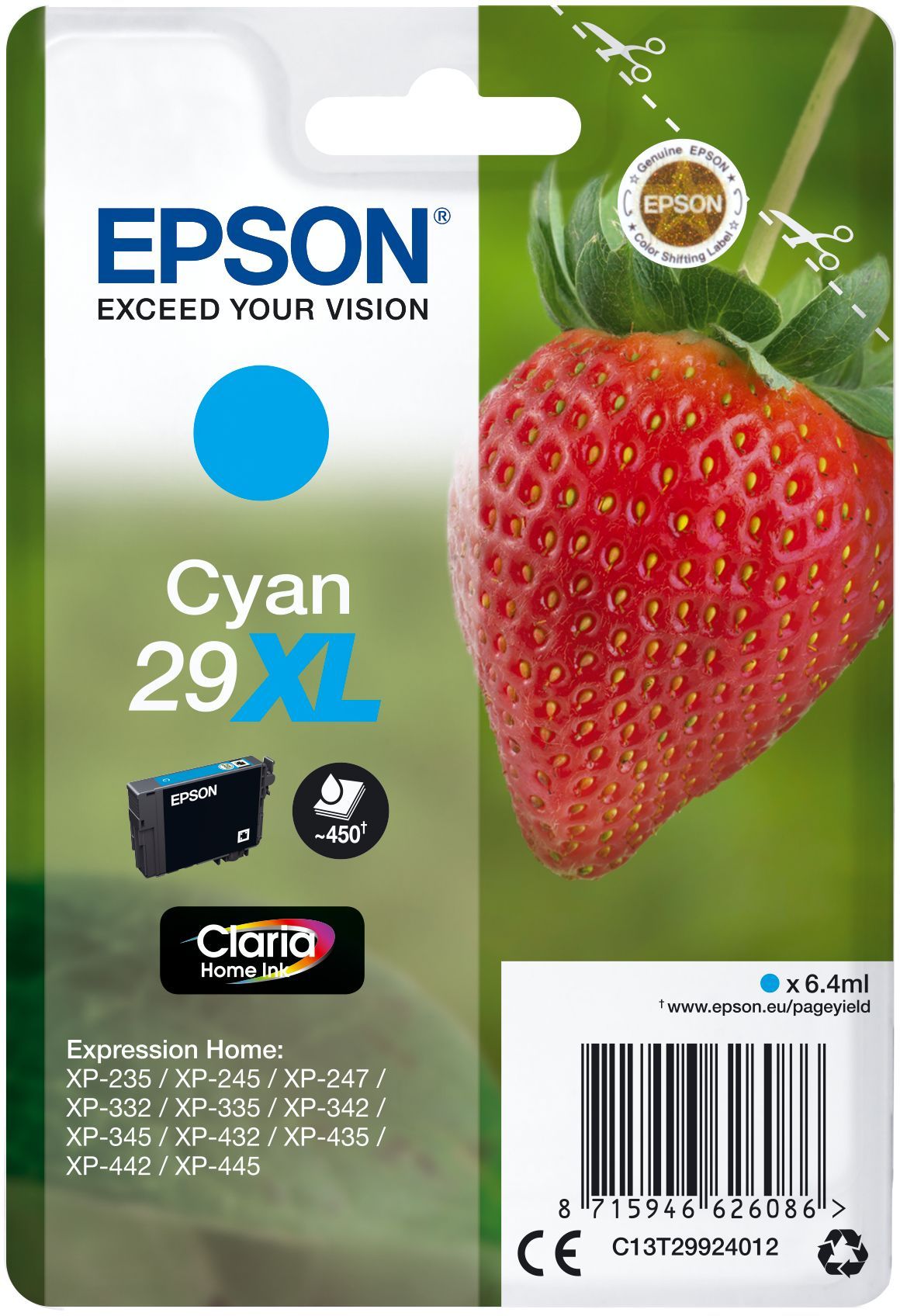 EPSON T2992 Cartridge - Strawberry - Cyan XL
