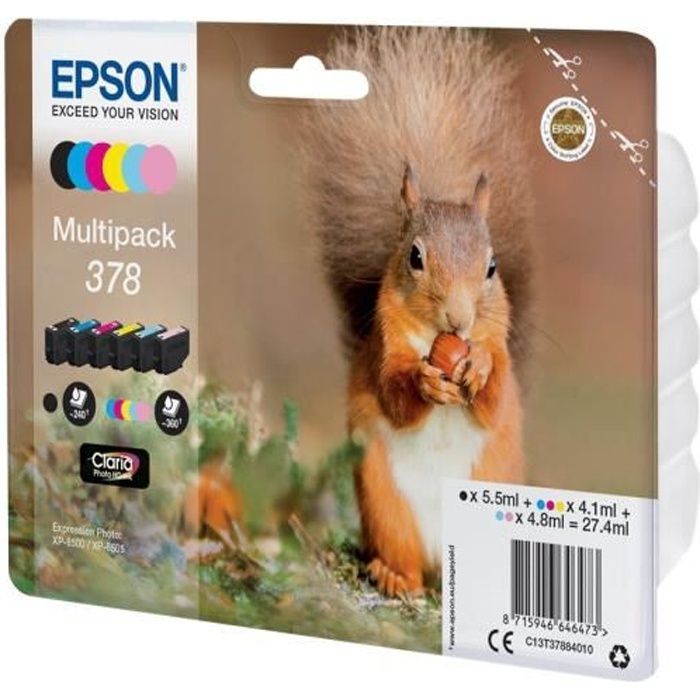 EPSON Original Multipack 378 ink cartridge - Pack of 6 - Black, Yellow, Cyan, Magenta, Light Magenta, Light Cyan