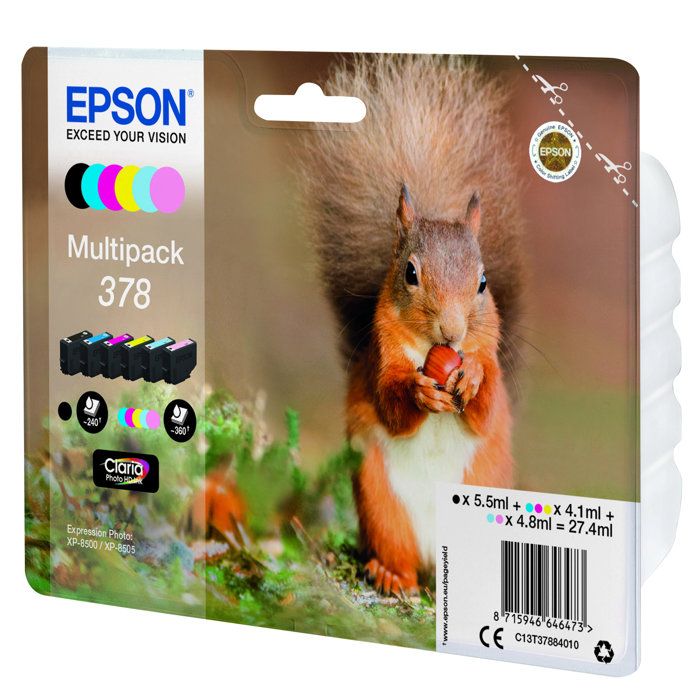 EPSON Original Multipack 378 ink cartridge - Pack of 6 - Black, Yellow, Cyan, Magenta, Light Magenta, Light Cyan