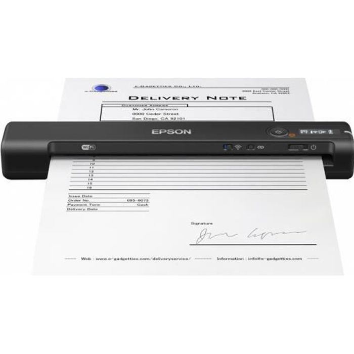 EPSON Epson WorkForce ES-60W sheet feed scanner - Optical resolution 600 dpi - 16 bit color - USB