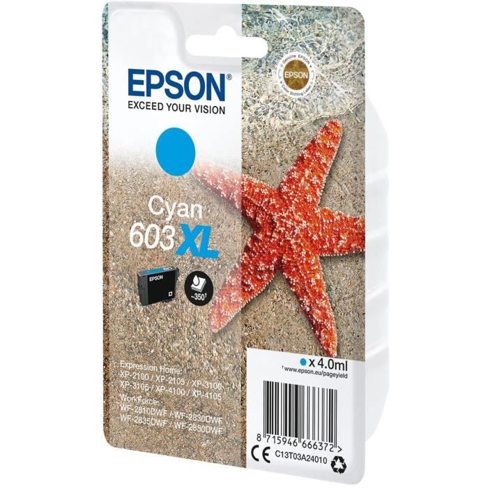 EPSON Inkjet Cartridge Singlepack 603XL Ink - Cyan