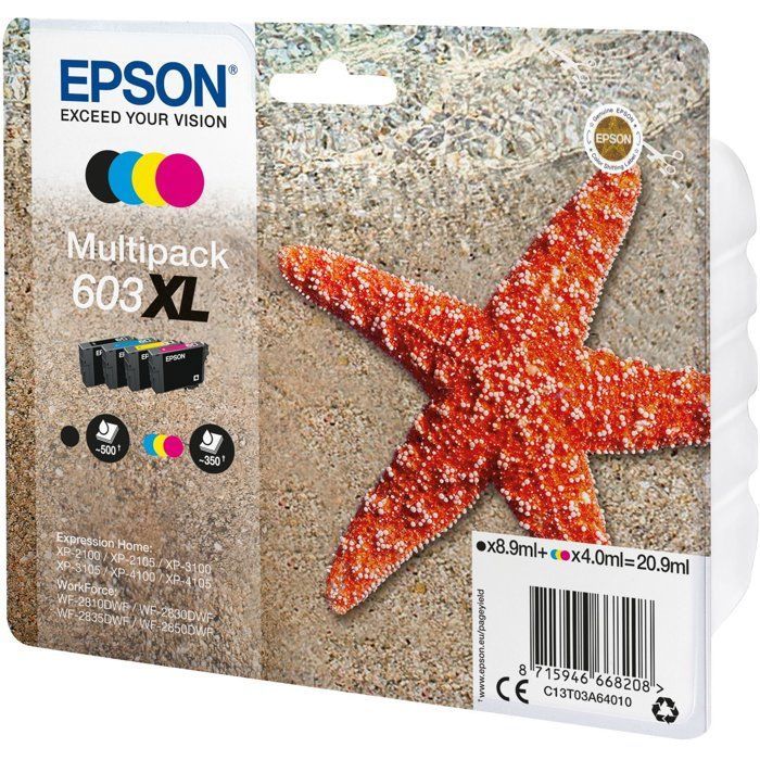 EPSON 603XL Ink Multipack 4-color Ink Cartridge - Black, Cyan, Magenta, Yellow