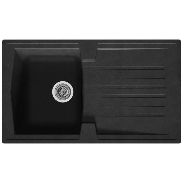 STRADOUR Built-in sink kitchen 1 bowl + 1 drainer Arena - Resin - 86 x 50 cm - Black