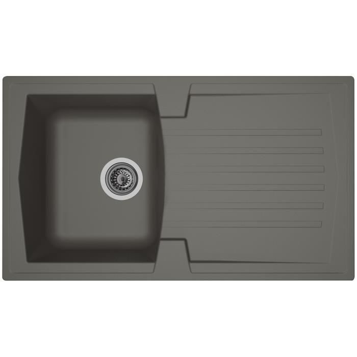 STRADOUR Built-in kitchen sink 1 bowl + 1 drainer Arena - Resin - 86 x 50 cm - Concrete gray