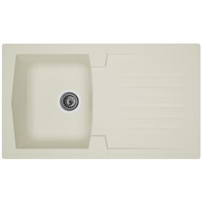 Stradour Sink Kitchen Builter 1 Bac + 1 Arena Drafts - Resin - 86 x 50 cm - White