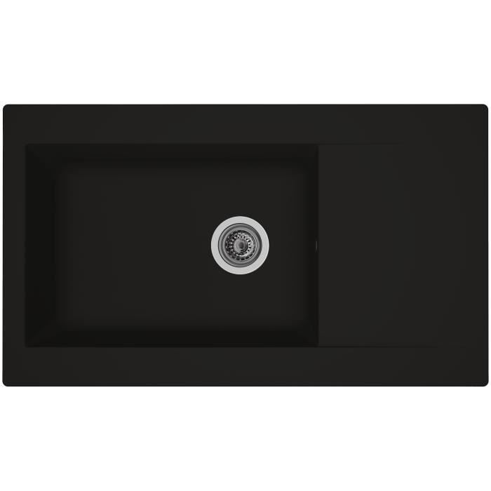 Stradour Sink Kitchen Builter 1 Large Bac + 1 Einna Drave - Resin - 86 x 50 cm - Black
