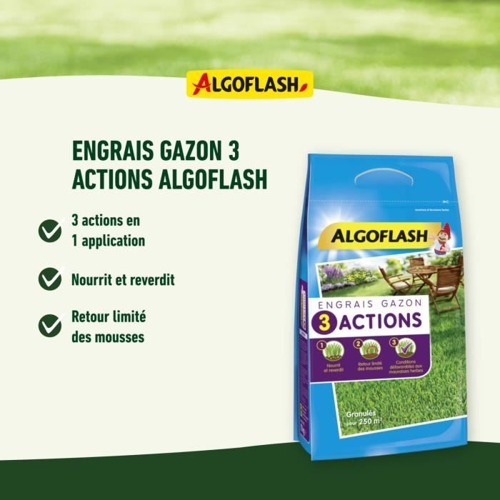 Gazon fertilizer - Algoflash Naturasol - 3 actions - 3 kg