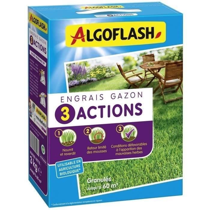Gazon fertilizer - Algoflash Naturasol - 3 actions - 3 kg