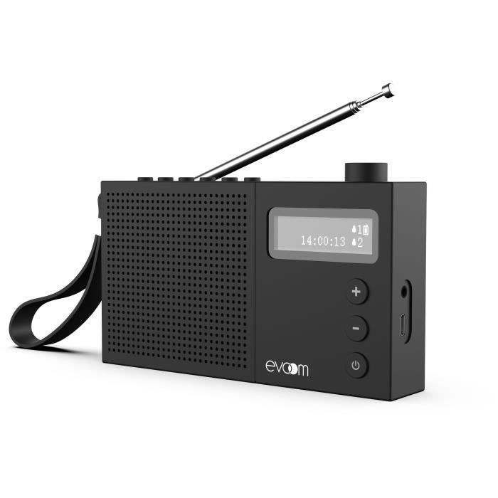 EVOOM EGY Black alarm clock radio - FM and DAB+ radio - Battery Batteries/USB - 2 alarms