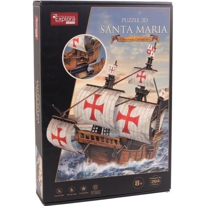 3D Puzzle - Santa Maria Boat - Construction Game - EXPLORA - 204 pieces - Ages 8 and up