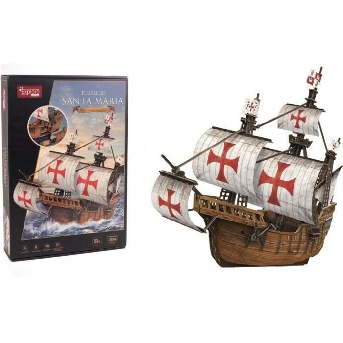 3D Puzzle - Santa Maria Boat - Construction Game - EXPLORA - 204 pieces - Ages 8 and up