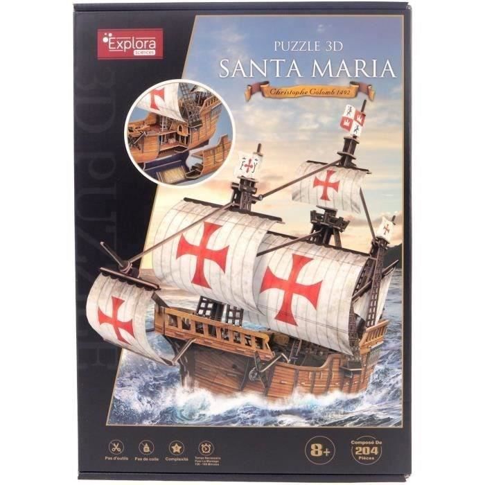 3D Puzzle - Santa Maria Boat - Construction Game - EXPLORA - 204 pieces - Ages 8 and up