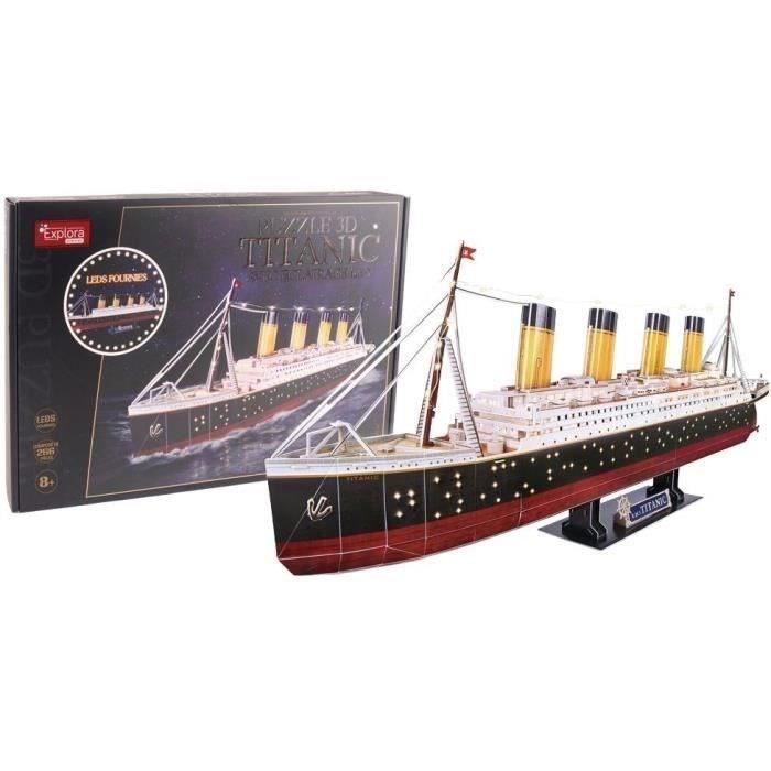 3D Light-Up Puzzle - Titanic Ship - Construction Game - EXPLORA - 266 Pieces - Ages 8+