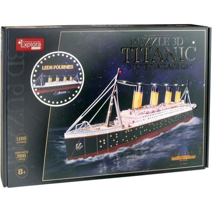 3D Light-Up Puzzle - Titanic Ship - Construction Game - EXPLORA - 266 Pieces - Ages 8+