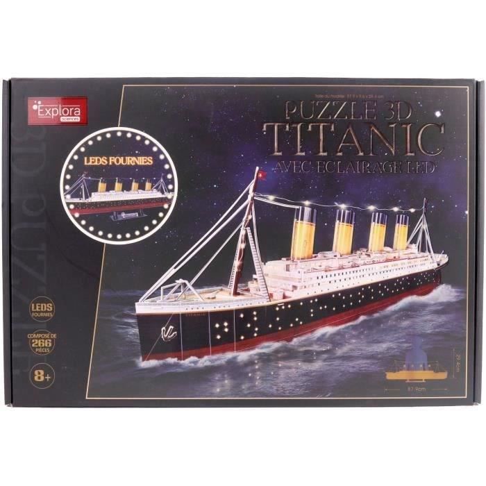 3D Light-Up Puzzle - Titanic Ship - Construction Game - EXPLORA - 266 Pieces - Ages 8+
