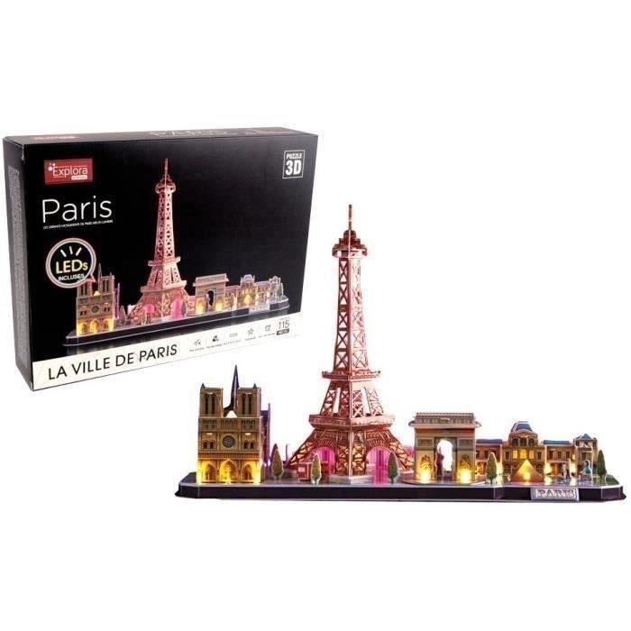 3D Luminous Puzzle - Monuments of Paris - Construction Game - EXPLORA - 115 pieces - From 8 years old