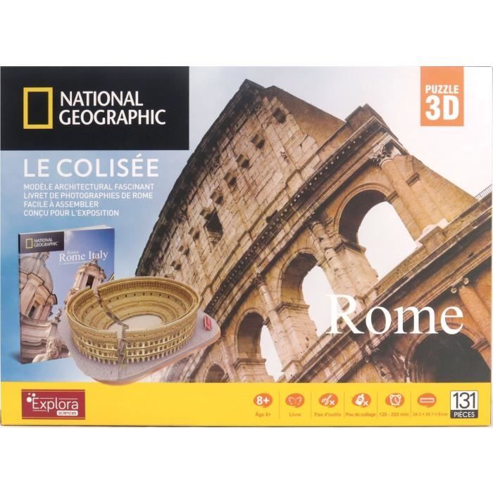 3D Light-Up Puzzle - Colosseum - Construction Game - EXPLORA - 131 Pieces - Ages 8+
