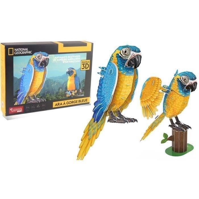 3D Puzzle - Parrot - Construction Game - EXPLORA - Bird - 94 pieces - Ages 8 and up