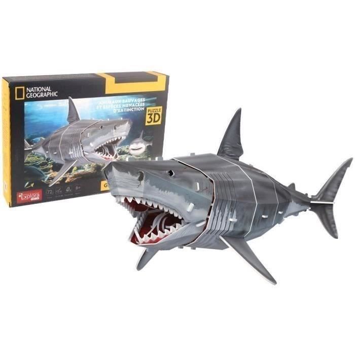 3D Puzzle - Great White Shark - Construction Game - EXPLORA - 72 pieces - Ages 8 and up