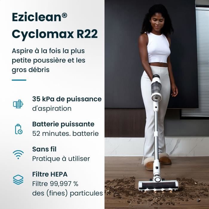 EZICLEAN Cyclomax R22 station - Cordless vacuum cleaner - 52 min - 500 W - 35 kPa - White