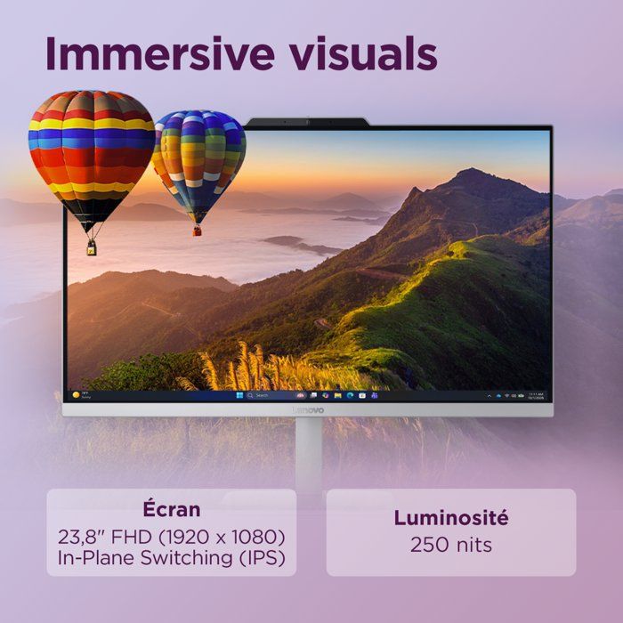LENOVO Lenovo A105 24 All-in-One PC - Windows 11 - 23.8 FHD - Ryzen 5 40 - 16 GB RAM - 512 GB SSD - Keyboard + Wired Mouse