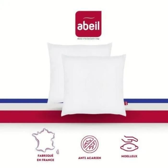 Set of 2 anti -acarian pillows - 60 x 60 cm - 100% Bioma treated cotton - Abeil