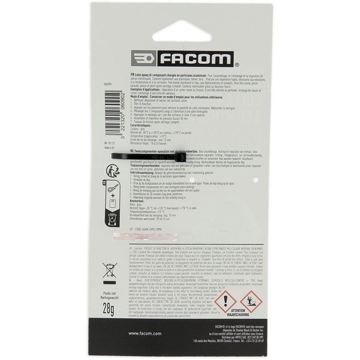 Facom Epoxy glue - Bi -component syringe with cap - 28g