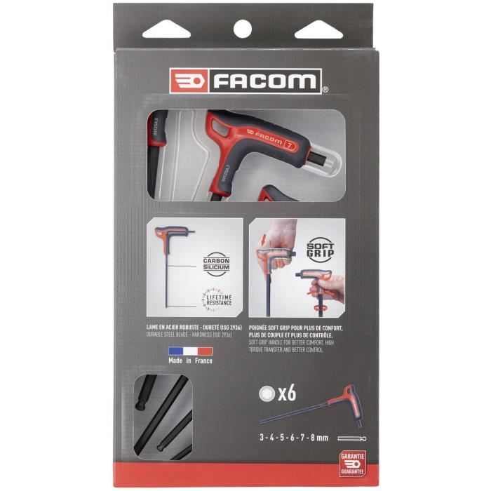 Set of 6 keys - FACOM - 84TZSA.PB - a Handles - T-shaped - 6 sides