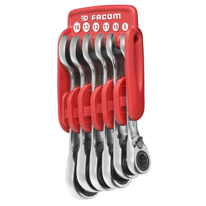 Set of 10 combination wrenches - FACOM - 467BS.JP10PB - ratchet - Short - On portable case