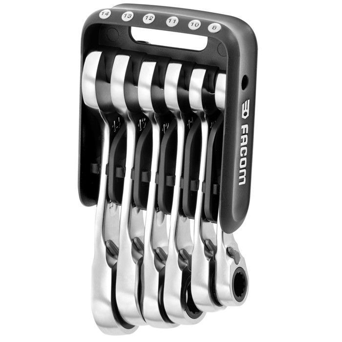 Set of 10 combination wrenches - FACOM - 467BS.JP10PB - ratchet - Short - On portable case