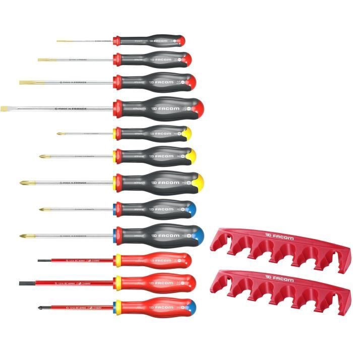 Set of 12 PROTWIST screwdrivers + 2 storage racks - FACOM - AT.J12R1PB