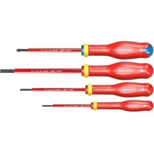 Box of 4 Tournvis Protwist isolated 1000V Facom - AT4VEPB (delivered with 2 screwdriver Mente + 2 Prozidriv)