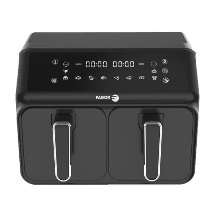 Airfryer 8L - FAGOR - Oil-free fryer 2 4L tanks - 2200W - 8 programs - Black