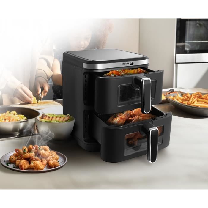 FAGOR oil-free fryer - Airfryer FGD11 - Capacity 11L - Double tanks 5.5 L - 12 cooking programs - 2800W